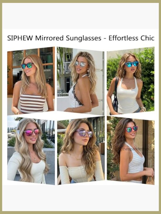 Polarized UV400 Mirrored Sunglasses, Medium Fit Square Frame main image 4